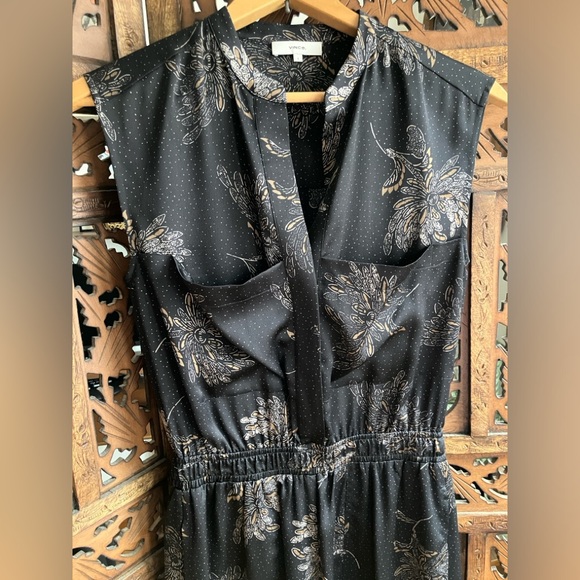 Vince woodblock floral print, black, sleeveless jumpsuit - Picture 4 of 9